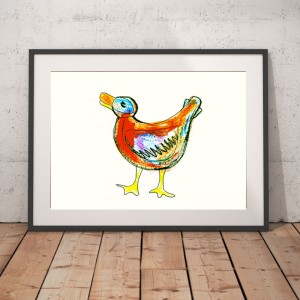 kaczka plakat dla dzieci, dekoracja dziecięcego pokoju, obrazek kaczka dziwaczka, obrazek do pokoiku dziecka