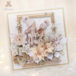 Kobieca kartka zimowo-urodzinowa, urodziny "Mum's Love" GOTOWA