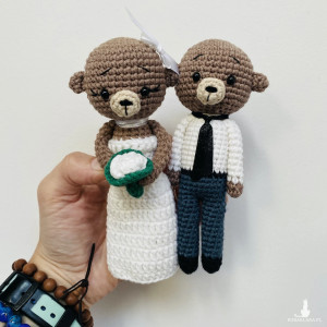 Młoda para misie maskotki ślubne ręcznie robione prezent