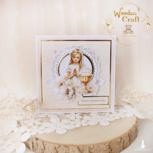 Delikatna kartka komunijna do koperty, pamiątka "Communion2"GOTOWA