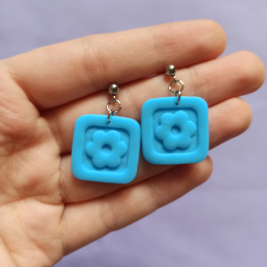 Kolczyki z gliny polimerowej neonowe kwiatki