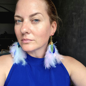 Klipsy  pióra kolorowe