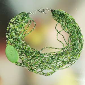 Naszyjnik Zielone Korale Krótki Szkło