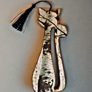 Drewniana zakładka do książki,  KOT "Brzoza"