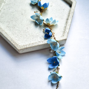 Bransoletka niebieskie kwiaty