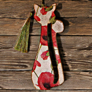 Drewniana zakładka do książki,  KOT "Maki