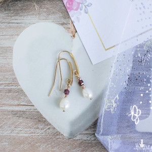 Kolczyki Perły i Granaty