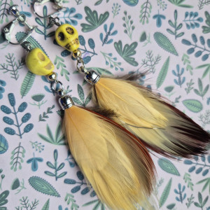 Klipsy  pióra i czaszka