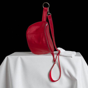 Duża czerwona nerka skórzana damska U'POLKA, skóra naturalna