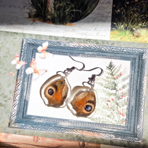 Kolczyki z motylim skrzydłem, rusałka pawik, kolczyki handmade idealne na prezent