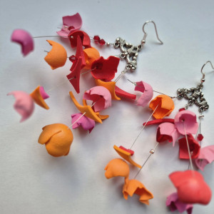 Kolczyki czerwono pomarańczowo-różowe delikatne leciutkie