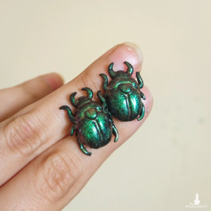 Kolczyki żuczki, ręcznie wykonane, idealne  na prezent, magic, fanatsy, goblincore, fairycore