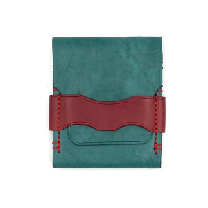 Turkusowy portfel ze skóry ręcznie uszyty