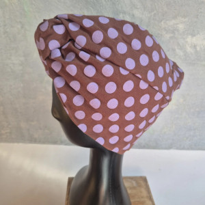 Turban brązowy w grochy