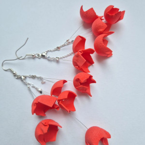Kolczyki czerwone eleganckie kwiaty