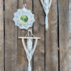 Zestaw Boho 2 kwietniki oraz mandala z lusterkiem