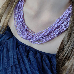 Naszyjnik Koralikowy Mix Fioletowy Lila