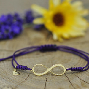 Znak nieskończoności - bransoletka, srebro 925 pozłacane