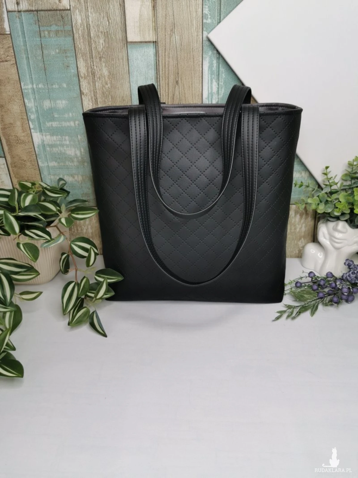 Torebka damska shopper bag torebka na ramię zamykana - ekoskóra ptaki 3