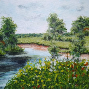 OBRAZ RĘCZNIE MALOWANY AKRYLOWY "BARWNIE UPIERZONE" - 30x24cm