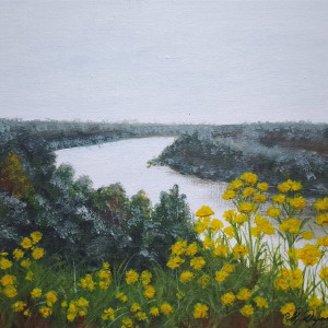 OBRAZ RĘCZNIE MALOWANY AKRYLOWY "NA POLNYM PLANIE" - 30x24cm