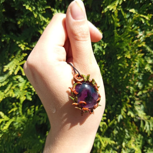 Leśny naszyjnik z ametystem, idealny na prezent, magia fantasy, fairycore, goblincore