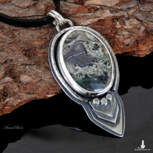 Wisiorek srebrny z agatem mszystym