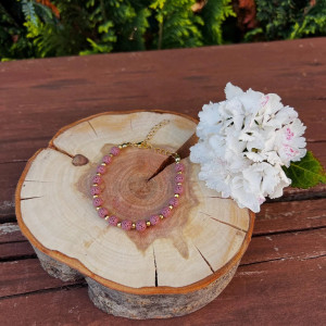 Bransoletka z kamieni naturalnych - Lawa wulkaniczna,  Hematyt, stal szlachena 012/25