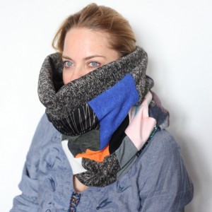 komin damski wełniany patchworkowy