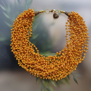 Naszyjnik Z Koralików Metalizowanych Kulek Złotych