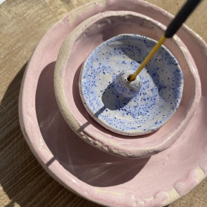 PALOLOPULI TRIO podstaweczka pod kadzidełko wraz dwiema miseczkami