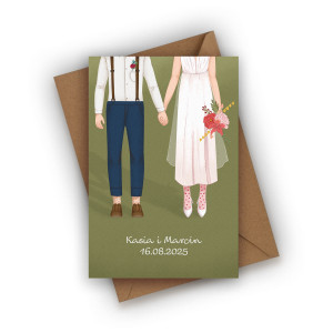 Personalizowana Kartka ślubna z Parą Młodą