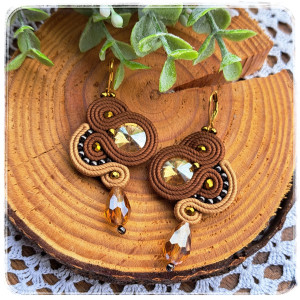 Kolczyki sutasz Brązowe długie