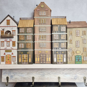 Wieszak - drewniane domki - na klucze i inne drobiazgi 5