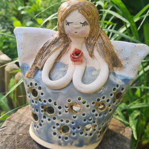 anioł ceramiczny - lampion