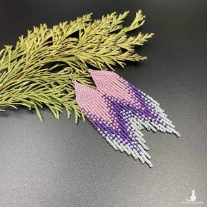 Kolczyki cieniowane - liliowo fioletowo szare #989