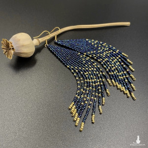 Kolczyki nakrapiane granatowo - złote #990