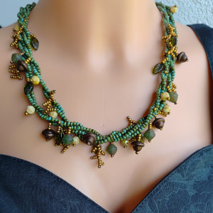 Naszyjnik Zielony Turkus Kolor Koraliki Naturalne Klimaty