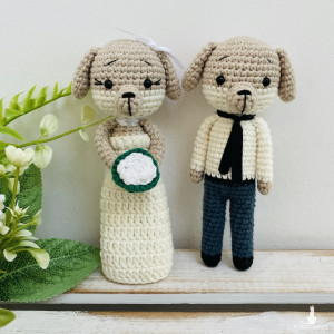 Młoda para pieski ręcznie robione prezent ślubny