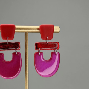 Kolczyki AZTEK z gliny polimerowej z błyskiem