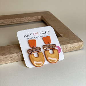 Kolczyki AZTEK z gliny polimerowej z błyskiem