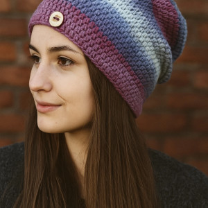 Kolorowa czapka całoroczna przejściowa cienka bawełna S/M unisex