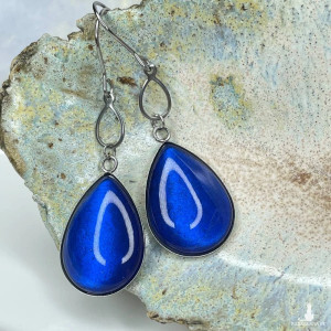 Kolczyki perłowe z kobaltowymi kroplami Ayliz e38/12