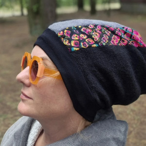 Czapka ciepła miła patchworkowa