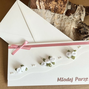 288,Kartka ślubna z dodatkiem starego różu