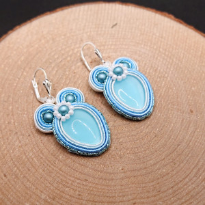 BŁĘKITNE KOLCZYKI SUTASZ Z KOCIM OKIEM