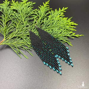 Kolczyki nakrapiane czarny morski turkus #995