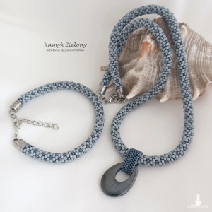 Komplet z hematytem - wykończenia ze stali chirurgicznej