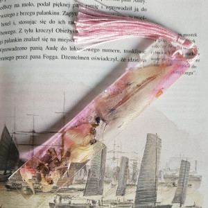 Zakładka z żywicy epoksydowej z liściem róża orchodea storczyk  płatek tulipana s28