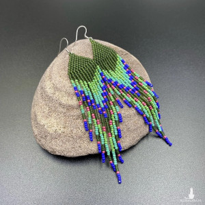 KOLCZYKI KORALIKOWE ETNO - ZIELONE #814